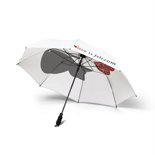 Foldable Umbrella — 'Love Is Felt' Heart & Cat Graphic