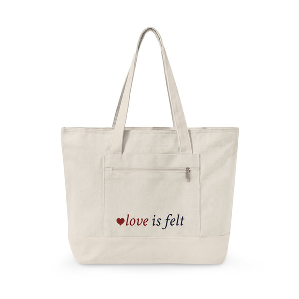 Golden Dog & Heart Zippered Canvas Tote