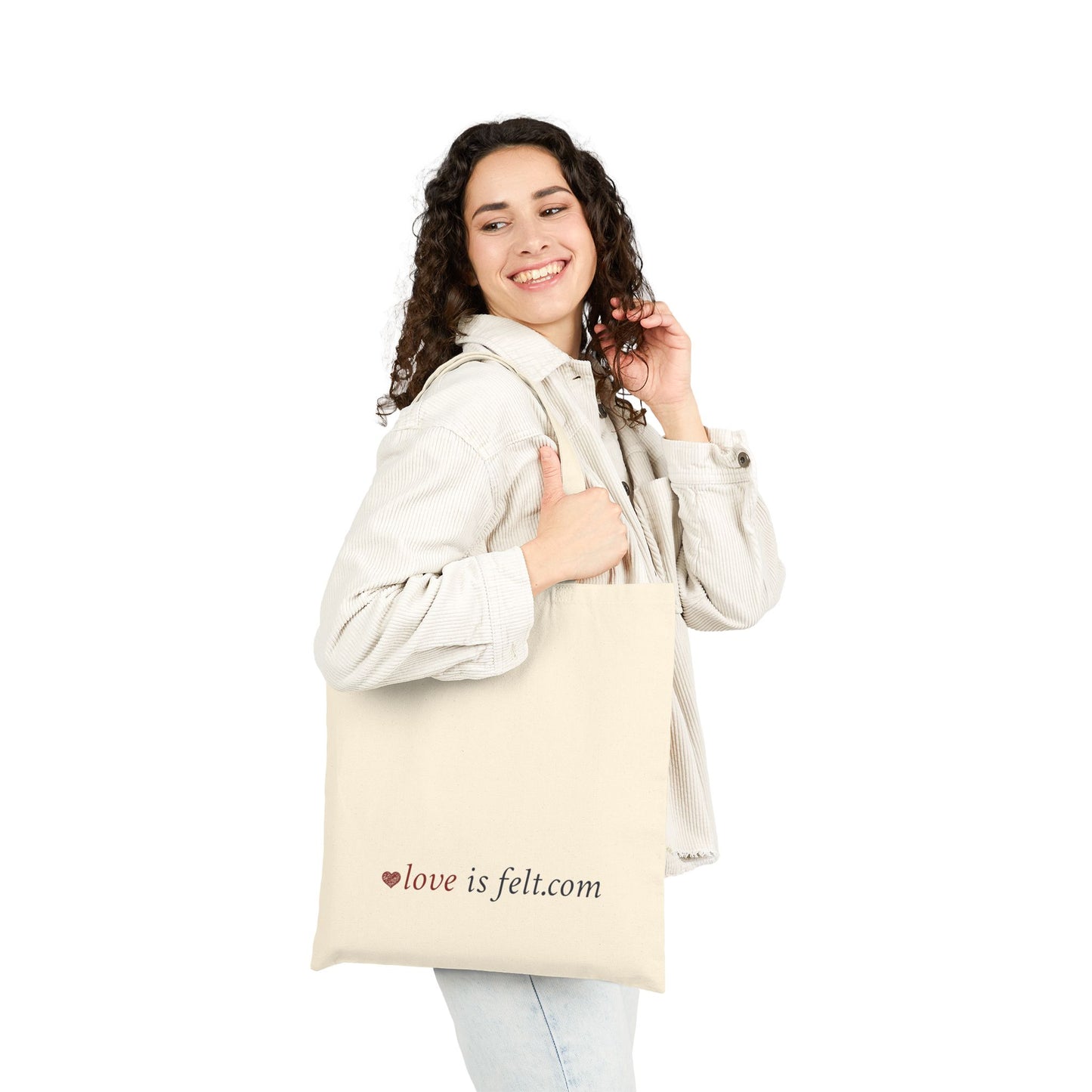 Love is felt Cat Cotton Canvas Tote Bag