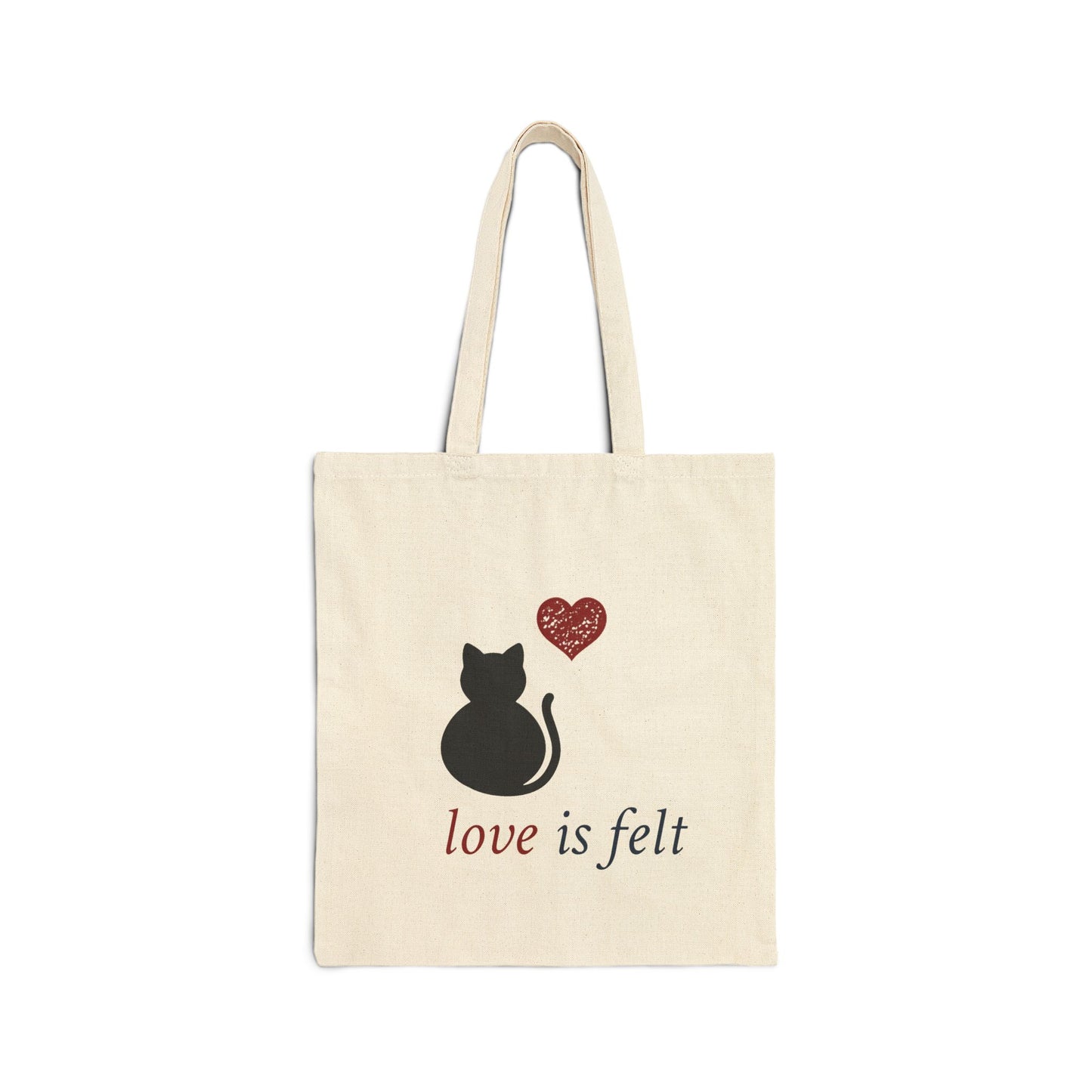 Love is felt Cat Cotton Canvas Tote Bag
