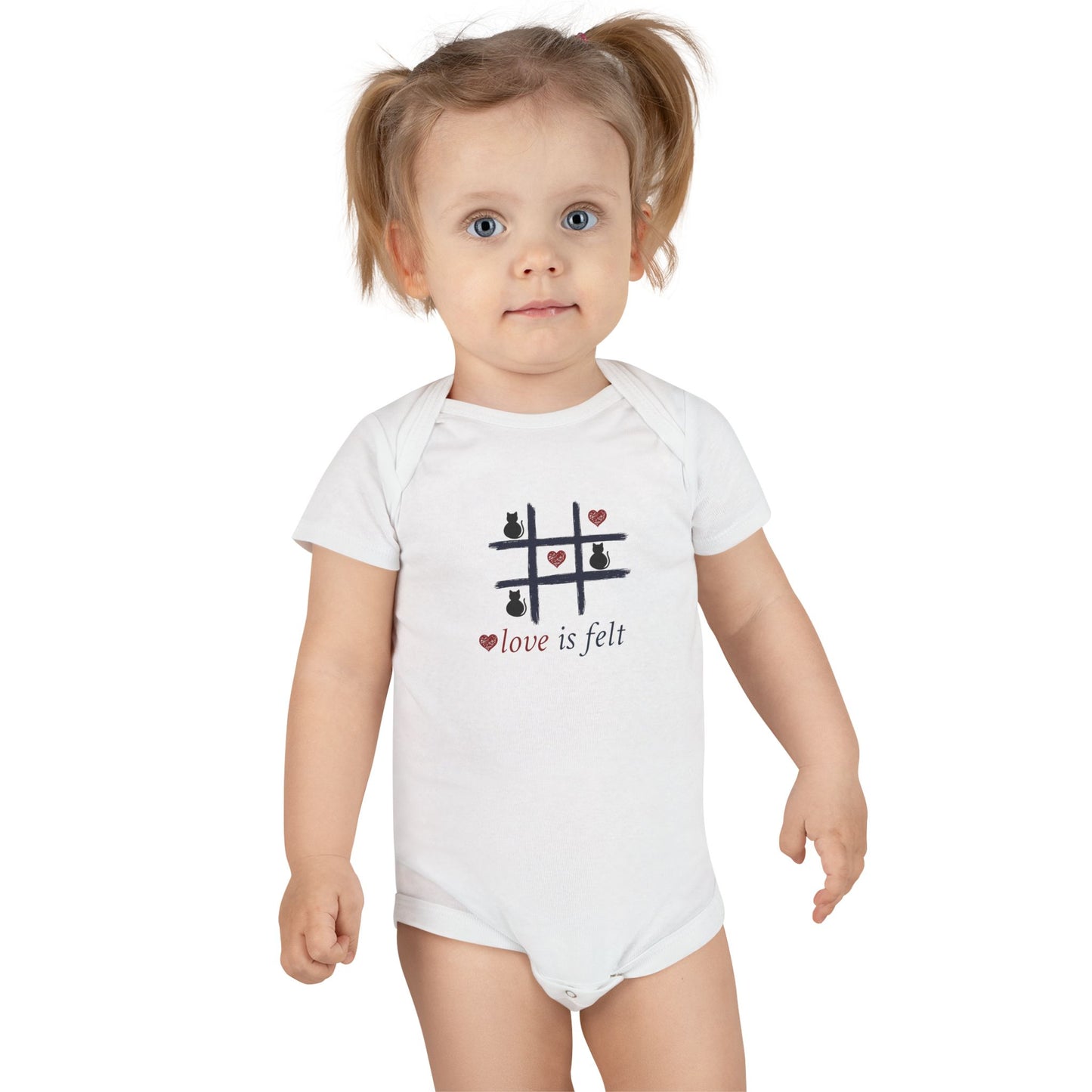Love is Felt Organic Baby Bodysuit, Cute Baby Onesie, Baby Shower Gift, Adorable Infant Outfit, Eco-Friendly Bodysuit