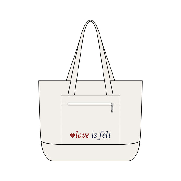 Canvas Tote — Grey Cat Heart Zippered Tote Bag