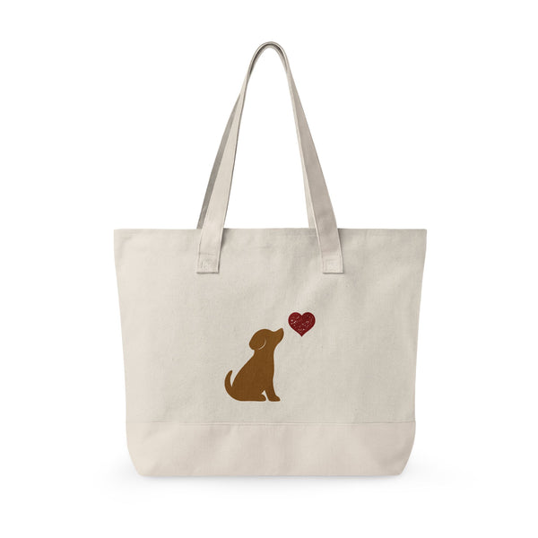 Golden Dog & Heart Zippered Canvas Tote
