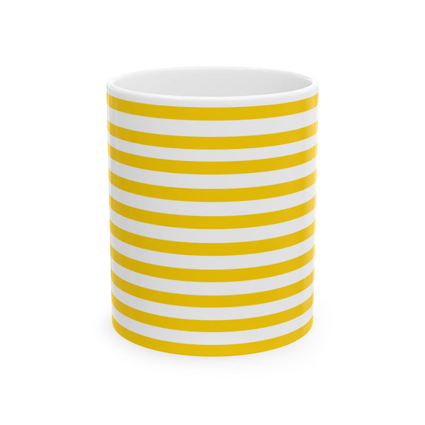 Yellow Striped Black Cat Ceramic Mug (11oz)