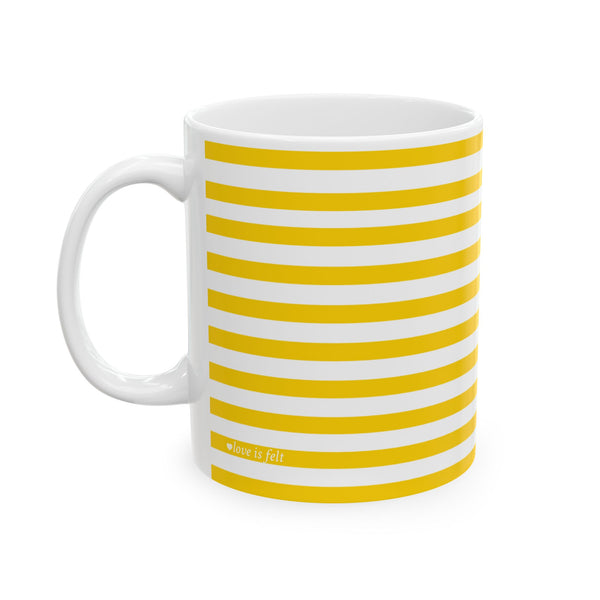 Yellow Striped Black Cat Ceramic Mug (11oz)