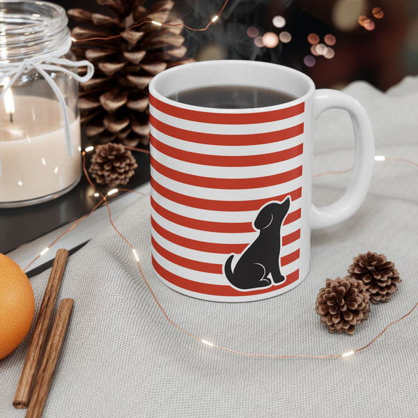 Classic Candy-Stripe and Black Dog Coffee Mug