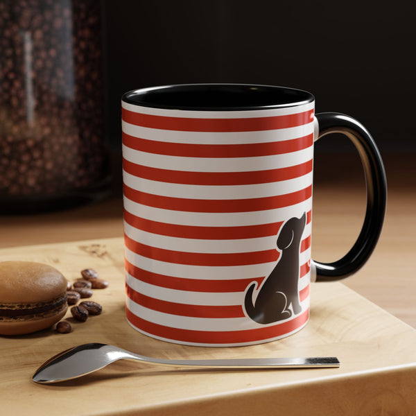 Red Stripes with Black Dog Mug