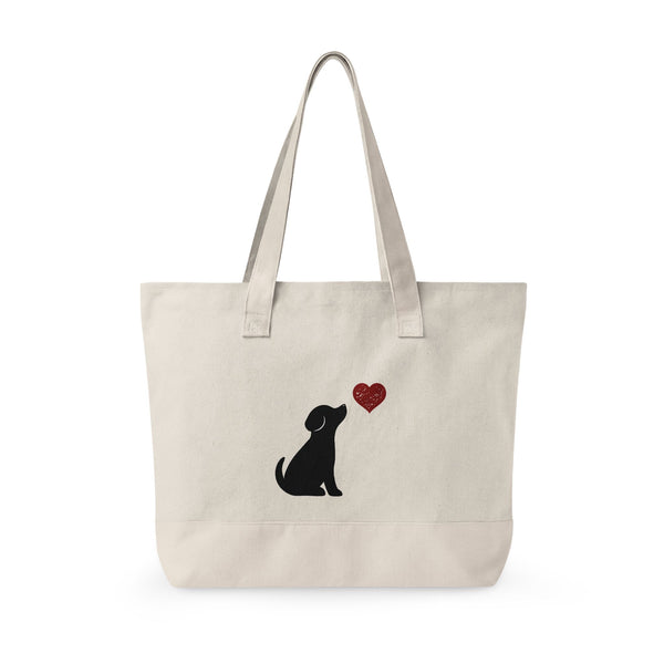 Dog & Heart Zippered Canvas Tote
