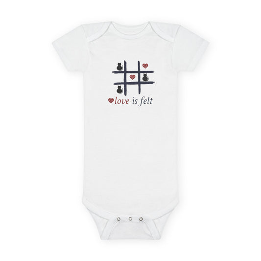 Love is Felt Organic Baby Bodysuit, Cute Baby Onesie, Baby Shower Gift, Adorable Infant Outfit, Eco-Friendly Bodysuit
