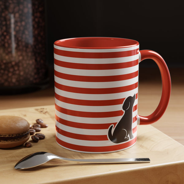 Red Stripes with Black Dog Mug