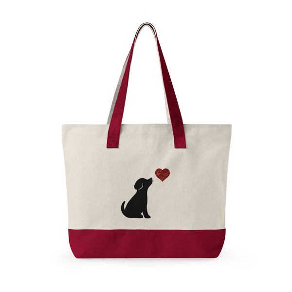 Dog & Heart Zippered Canvas Tote
