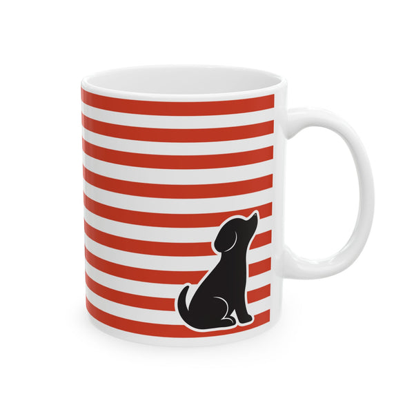 Classic Candy-Stripe and Black Dog Coffee Mug