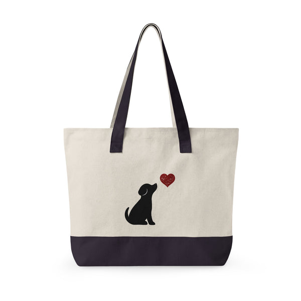 Dog & Heart Zippered Canvas Tote