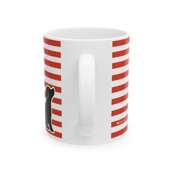 Classic Candy-Stripe and Black Dog Coffee Mug