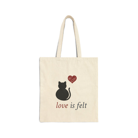 Love is felt Cat Cotton Canvas Tote Bag