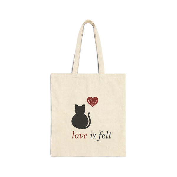 Love is felt Cat Cotton Canvas Tote Bag