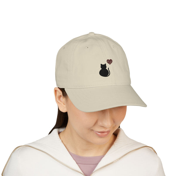 Black Cat Embroidered Baseball Cap – Soft Organic Cotton