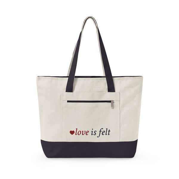 Golden Dog & Heart Zippered Canvas Tote