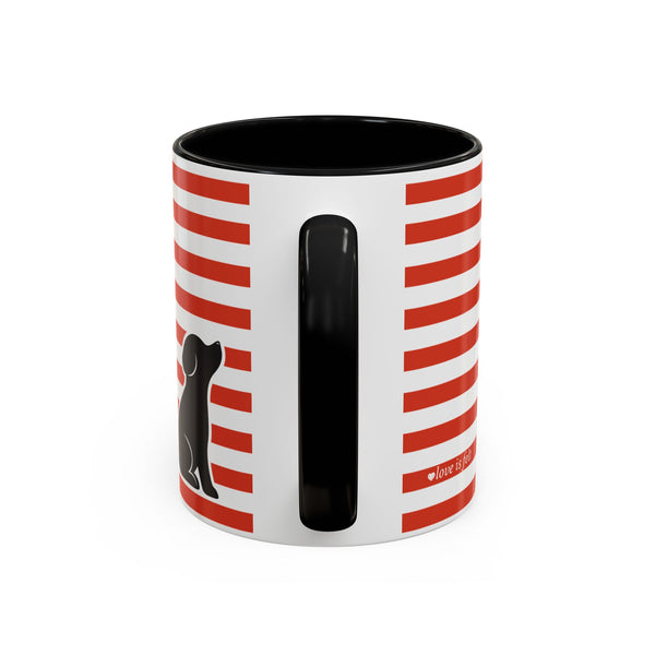 Red Stripes with Black Dog Mug