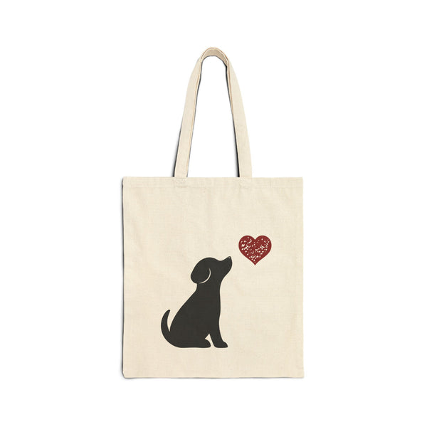 Dog and Heart Cotton Canvas Tote Bag