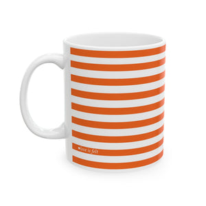 Striped Orange Dog and Heart Ceramic Mug — Halloween Black Dog and Heart Coffee Cup (11oz)