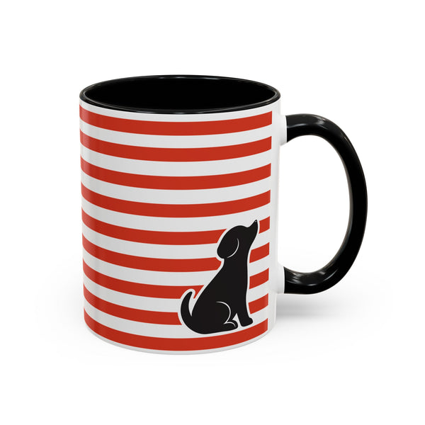 Red Stripes with Black Dog Mug