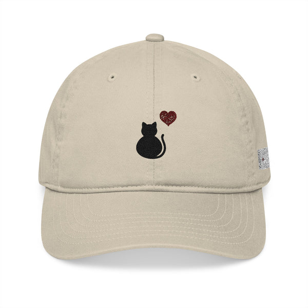 Black Cat Embroidered Baseball Cap – Soft Organic Cotton