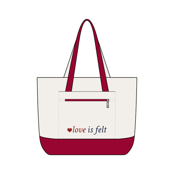 Canvas Tote — Grey Cat Heart Zippered Tote Bag