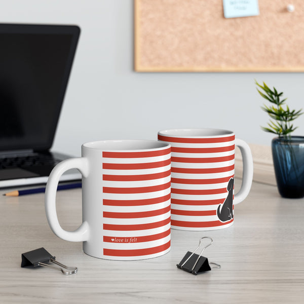 Classic Candy-Stripe and Black Dog Coffee Mug