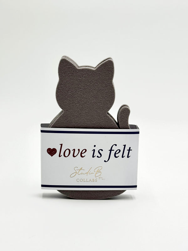 Cat Coasters – Wool Felt Set of 4 Drink Coasters