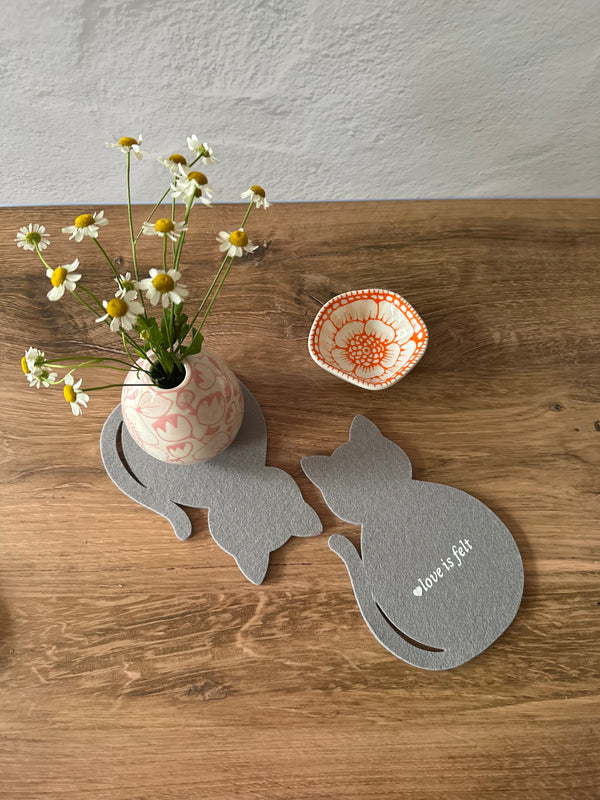 Cat Coasters – Wool Felt Set of 4 Drink Coasters