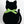 A black felt cat-shaped decoration or coaster with a bright lime green ribbon bow tied around its neck, shown against a plain white background.